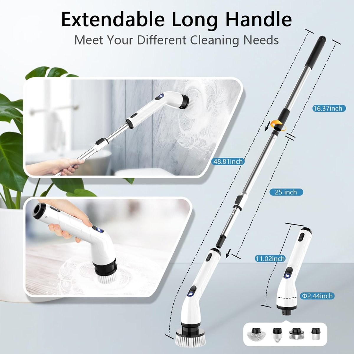 TUYU Electric Spin Scrubber with 4 Brush Heads, view 4