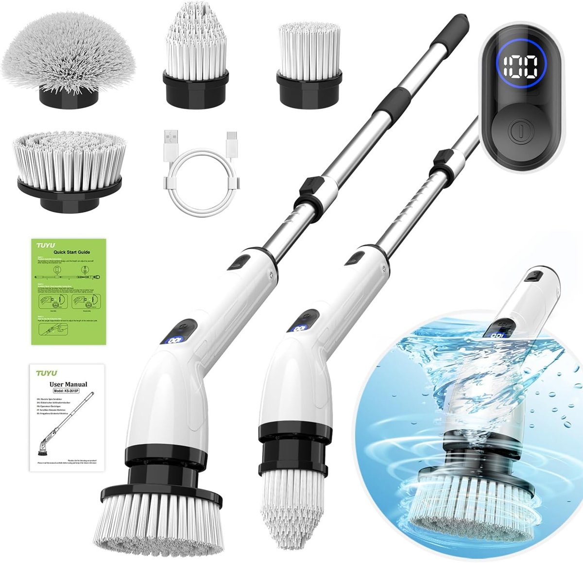 TUYU Electric Spin Scrubber with 8 Brush Heads, view 7