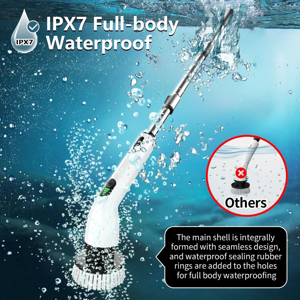 TUYU Full-Body IPX7 Waterproof Spin Scrubber, view 6